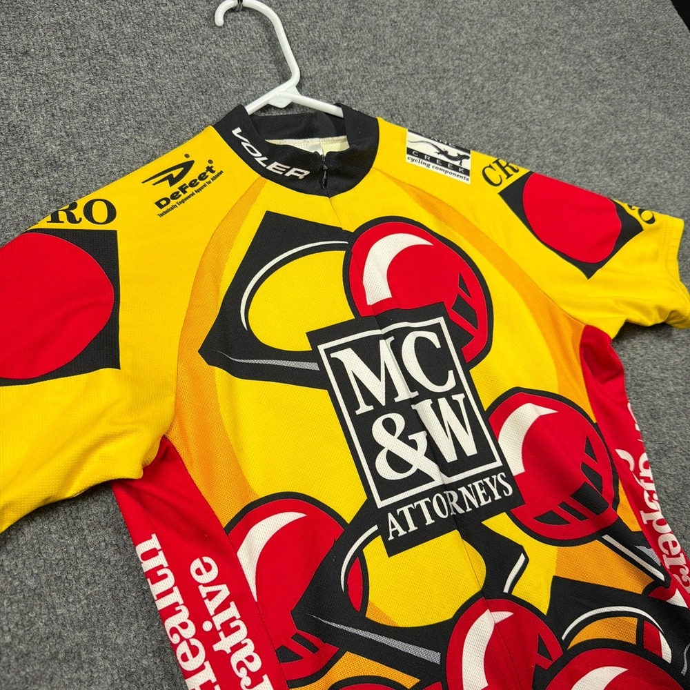 Voler Cycling Jersey Small Yellow Red MC‎ & W Attorneys Made in USA
